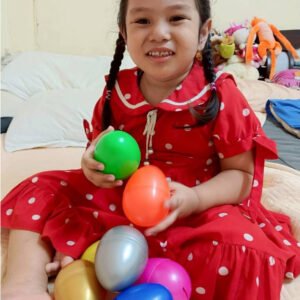 ไข่พลาสติกกระปุกออมสิน ขนาด 11x8 ซม. สีสดใส